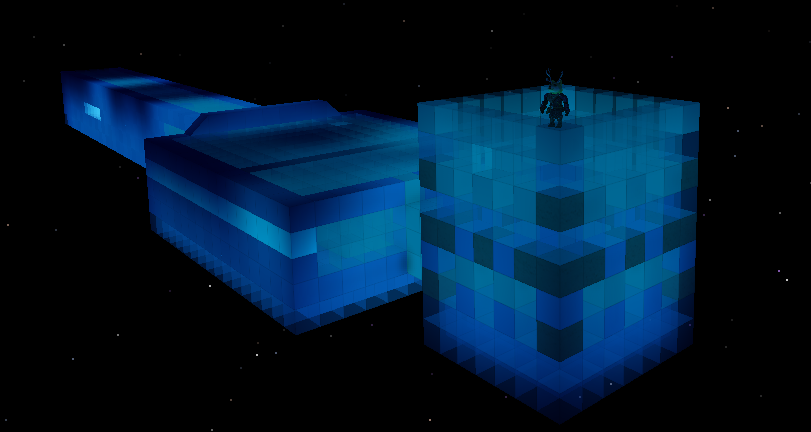 Could be a cave, a castle, an arena, or a ship made out of transparent blue blocks, floating through space. You never know what you'll see in the Blocklr universe. 