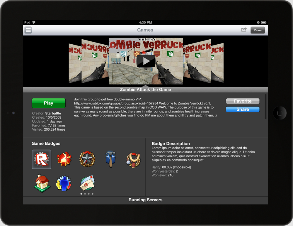 ROBLOX on iPad - Game Screen