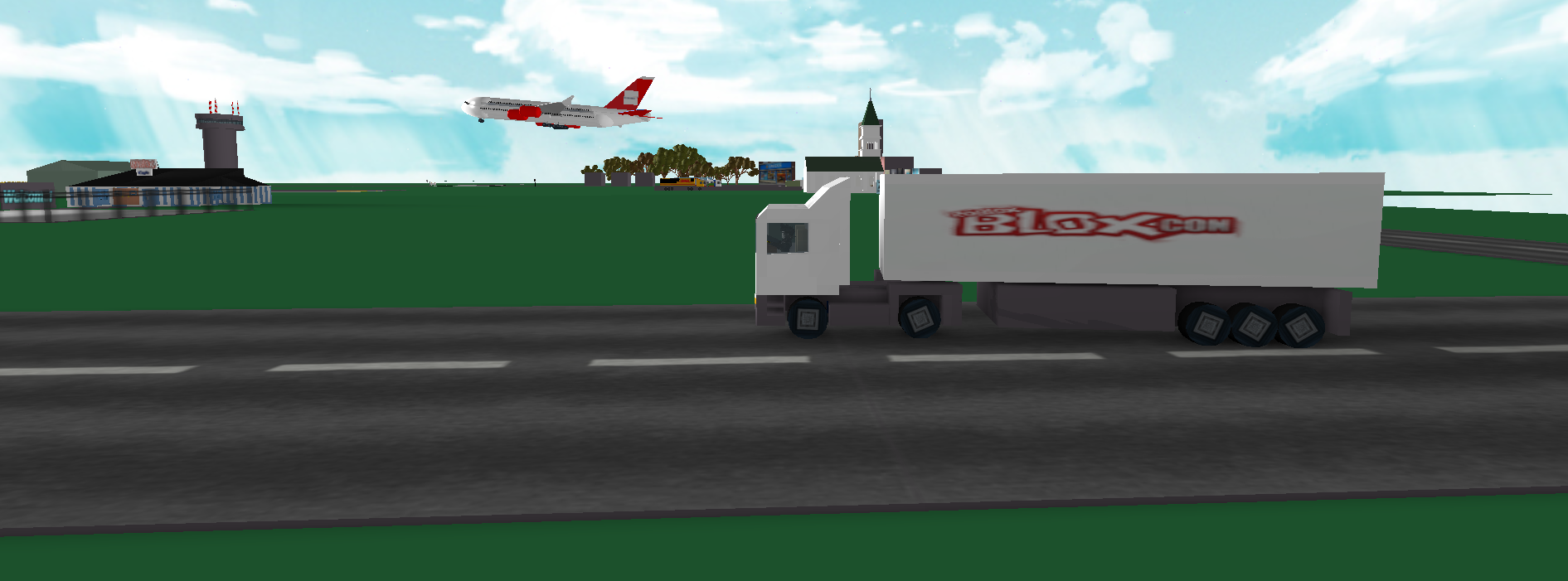 Barreling down the interstate in a BLOXcon themed semi. 