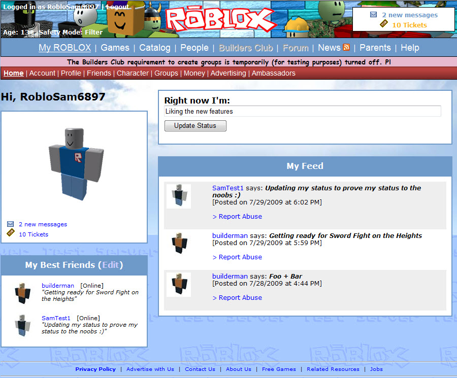 Status Updates Best Friends And Feeds Oh My Roblox Blog