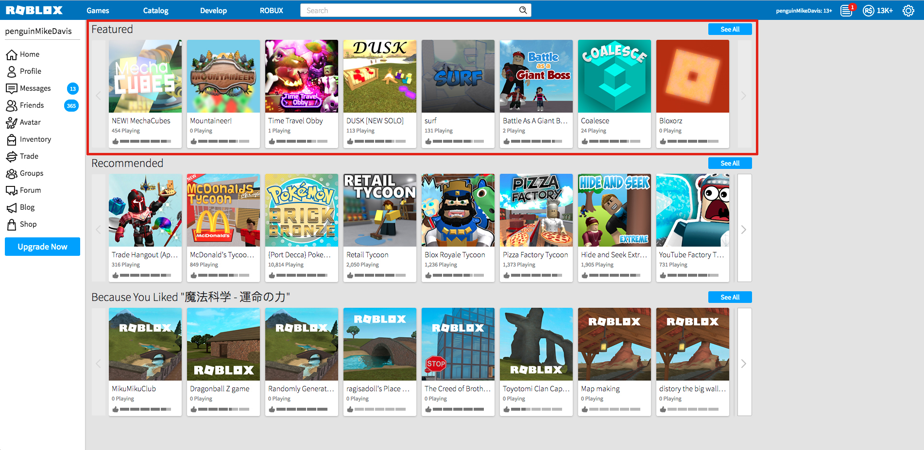 Games Roblox Homepage