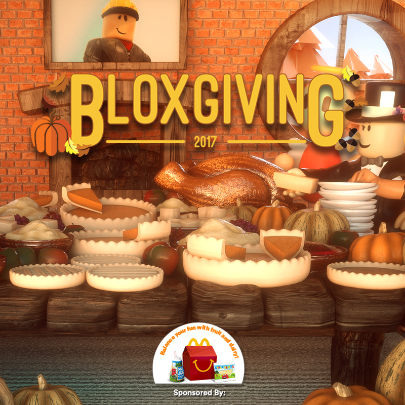 Give Thanks For Roblox In The Bloxgiving Event Sponsored By Mcdonald S Roblox Blog - roblox bloxgiving mascot quiz